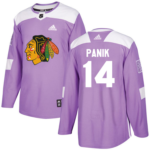 Adidas Blackhawks #14 Richard Panik Purple Authentic Fights Cancer Stitched NHL Jersey - Click Image to Close